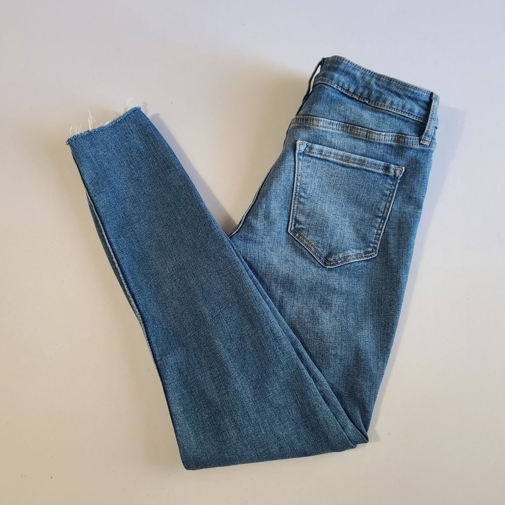 Old Navy Rockstar Super Skinny Jeans Mid Rise Women's 2 Raw Hem
